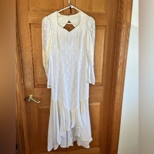 Vintage, Roper, Western fringed, beaded, lace wedding dress